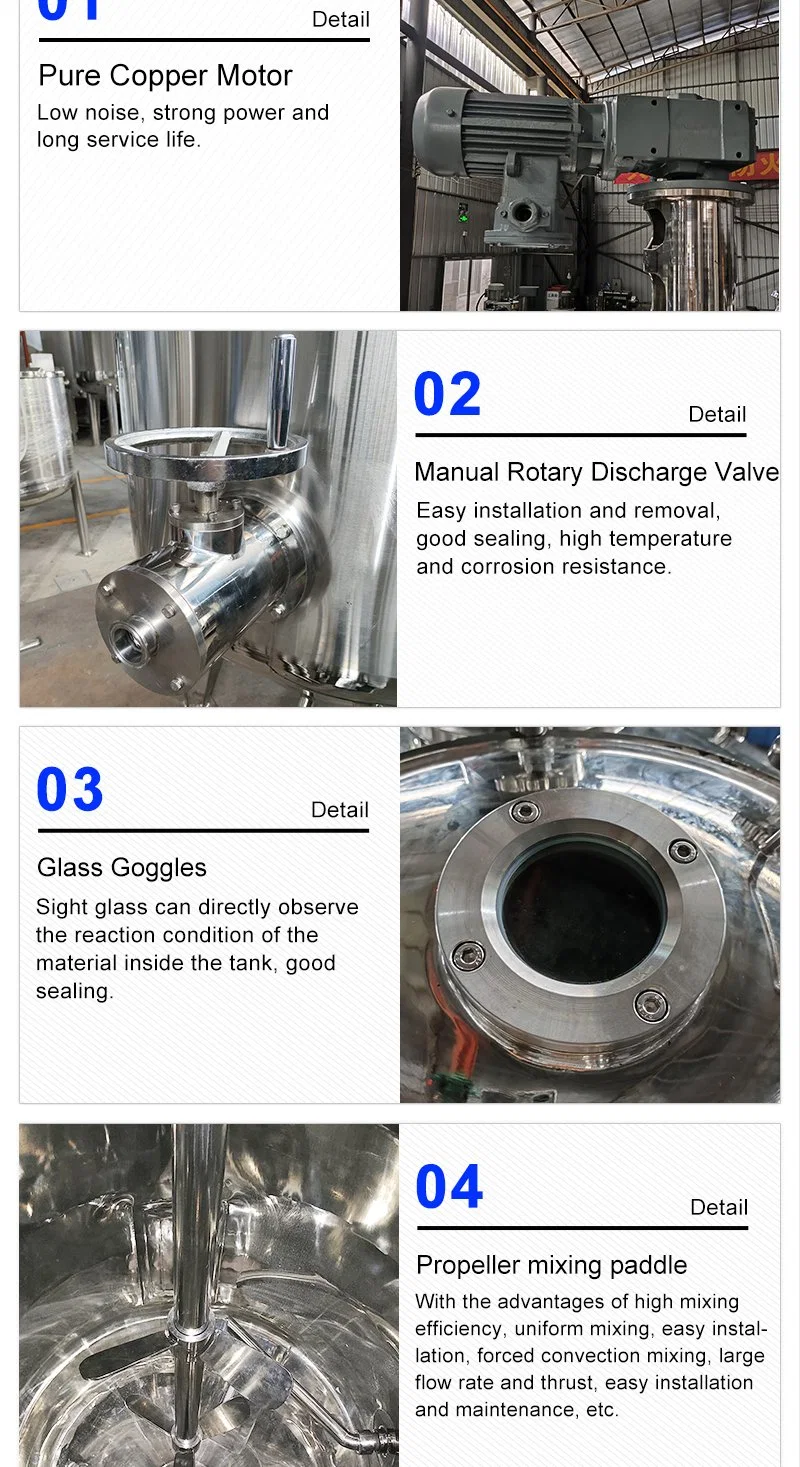 Tanque de precipitação de álcool de aço inoxidável de 1000L para processo de precipitação de álcool de líquido da medicina tradicional chinesa