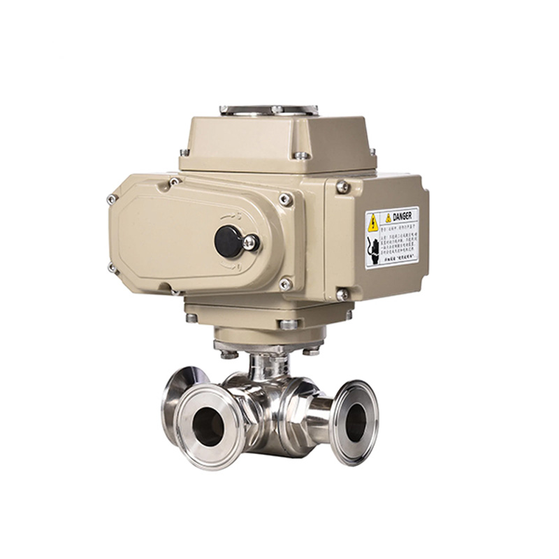 Sanitary Stainless Steel Encapsulated Electric Actuator Tri-Clamp 3-Way Ball Valve