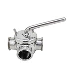 Sanitary Stainless Steel 3-Plug Valves with Clamping Ends